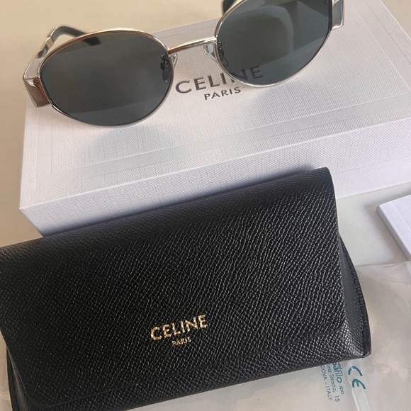 CELINE EYEWEAR Oval-frame silver-tone and acetate sunglasses - Picture 7 of 9